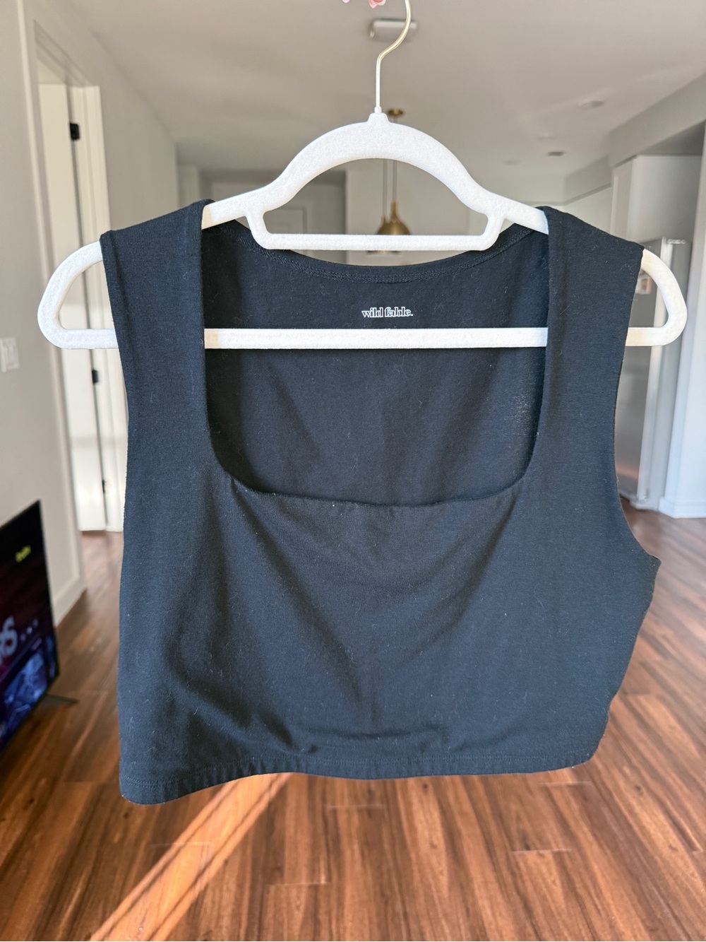 Black Square Neck Crop Top